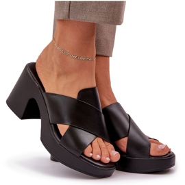 Flip léger-flip -flops sur le pilier en cuir écologique noir le noir 7