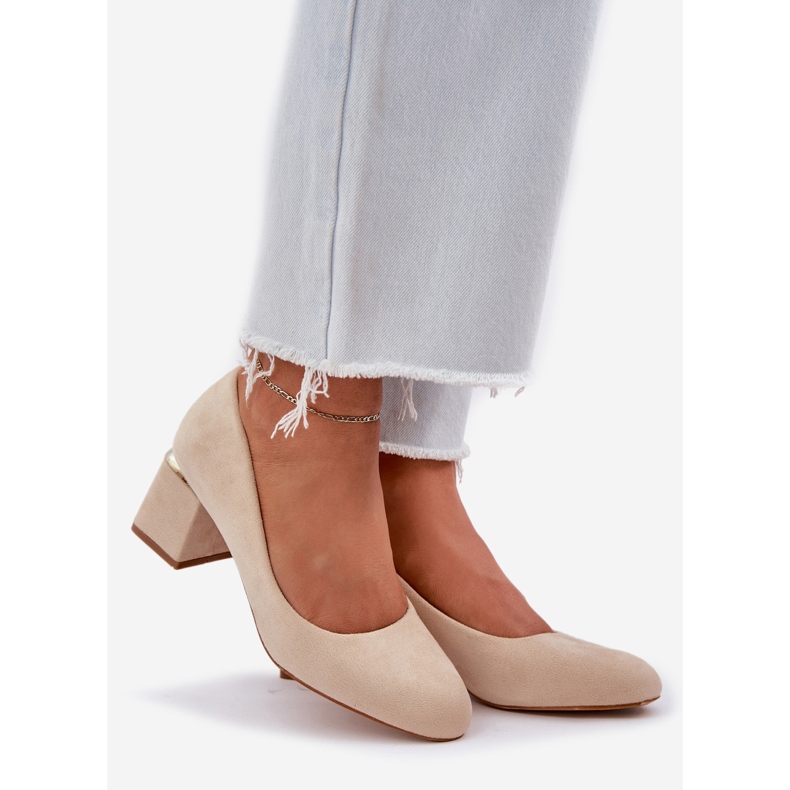 Eco Suede pompes sur le post Beige 1 Eco Suede pompes sur le post Beige 1