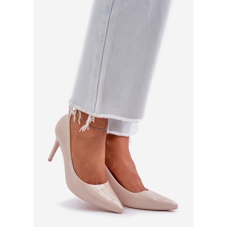 Peint à talons hauts avec des toasts pointus beige 1