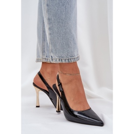 Verni les talons hauts avec un talon ouvert et des orteils pointés le noir 3