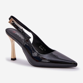 Verni les talons hauts avec un talon ouvert et des orteils pointés le noir 4