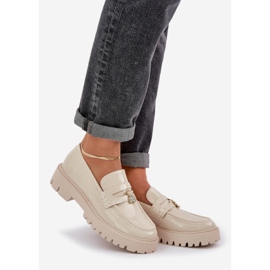 Mocassins pour femmes peintes avec épingles beige ours 1