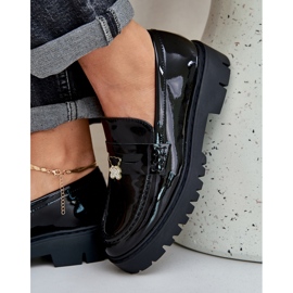 Mocassins pour femmes peintes avec épingles noir 2