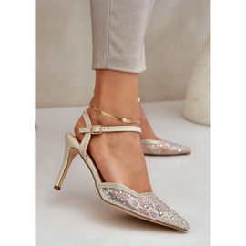 Talons décorés avec un talon en or ouvert doré 2