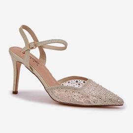 Talons décorés avec un talon en or ouvert d'or 4