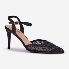 Talons hauts décorés avec un talon noir le noir 4