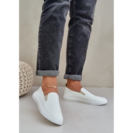Sneakers de baskets pour femmes en cuir Eco Slipped avec beige léger 2