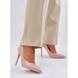 Peint talons hauts avec des orteils marginaux beige 2