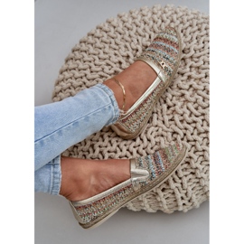 Espadrilles en cuir élégant avec une tresse multikolor Zazoo 10178 d'or 5