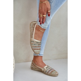 Espadrilles en cuir élégant avec une tresse multikolor Zazoo 10178 doré 1
