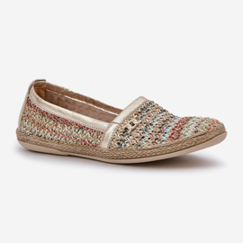 Espadrilles en cuir élégant avec une tresse multikolor Zazoo 10178 d'or 3