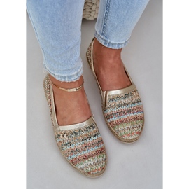 Espadrilles en cuir élégant avec une tresse multikolor Zazoo 10178 d'or 4