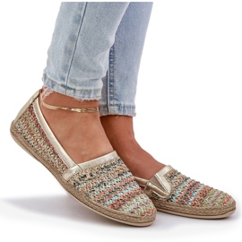 Espadrilles en cuir élégant avec une tresse multikolor Zazoo 10178 d'or 6