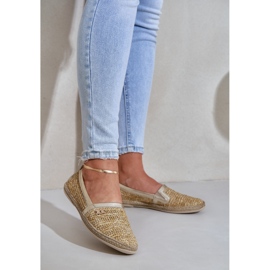 Espadrilles en cuir élégant avec un zazoo 10178 beige et tresse en or 2