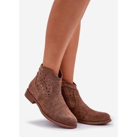 Bottes ouvertes pour femmes à talons plates S.Barski Hy51-113 Brown brun 1 Bottes ouvertes pour femmes à talons plates S.Barski Hy51-113 Brown brun 1