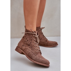 S.Barski Bottes à lacets en daim avec un motif ouvert S. Barski Hy51-136 Brown brun 2