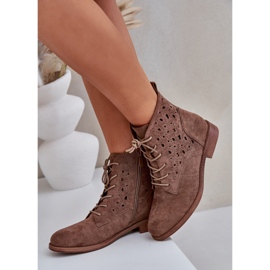 S.Barski Bottes à lacets en daim avec un motif ouvert S. Barski Hy51-136 Brown brun 3