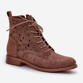 S.Barski Bottes à lacets en daim avec un motif ouvert S. Barski Hy51-136 Brown brun 4