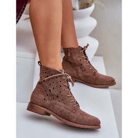 S.Barski Bottes à lacets en daim avec un motif ouvert S. Barski Hy51-136 Brown brun 7
