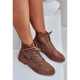S.Barski Bottes à lacets en daim avec un motif ouvert S. Barski Hy51-136 Brown brun 8
