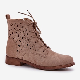S.Barski Bottes à lacets en daim avec un modèle ouvert S. Barski Hy51-136 Beige 4