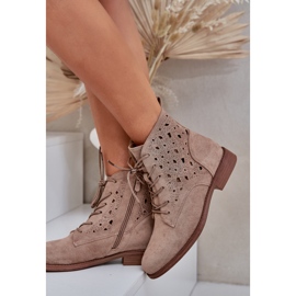 S.Barski Bottes à lacets en daim avec un modèle ouvert S. Barski Hy51-136 Beige 5