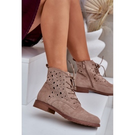 S.Barski Bottes à lacets en daim avec un modèle ouvert S. Barski Hy51-136 Beige 8