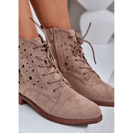 S.Barski Bottes à lacets en daim avec un modèle ouvert S. Barski Hy51-136 Beige 9