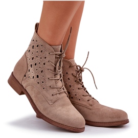 S.Barski Bottes à lacets en daim avec un modèle ouvert S. Barski Hy51-136 Beige 10