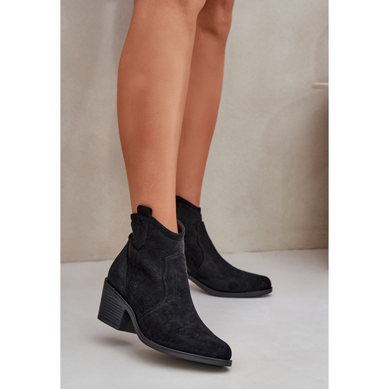 Bottes de cowboy pour Eco en daim oliazowe s.barski hy51-061 noir 2