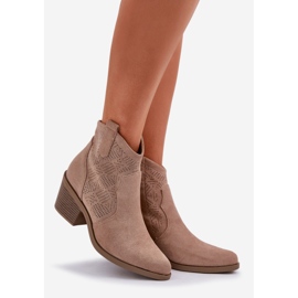 S.Barski Bottes de cowboy pour Eco Suede Openwork Zip beige 1 S.Barski Bottes de cowboy pour Eco Suede Openwork Zip beige 1