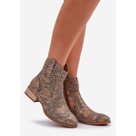 Jezzi Bottes ouvertes des femmes à thèmes basses décorées d'un motif animal or d'or 1 Jezzi Bottes ouvertes des femmes à thèmes basses décorées d'un motif animal or d'or 1