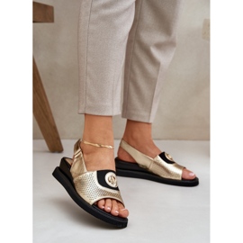 Jezzi Sandales féminines pour coins d'or avec un ornement 2