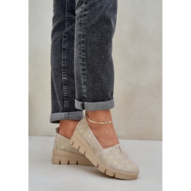 Jezzi Chaussures pour femmes avec un motif de coin or ouvert d'or 3