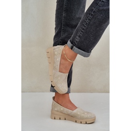 Jezzi Chaussures pour femmes avec un motif de coin or ouvert d'or 5
