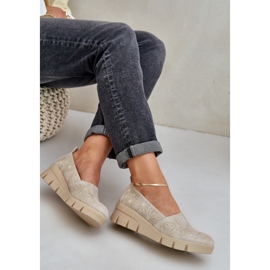 Jezzi Chaussures pour femmes avec un motif de coin or ouvert d'or 6