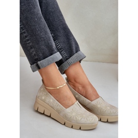 Jezzi Chaussures pour femmes avec un motif de coin or ouvert d'or 7