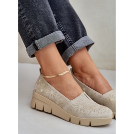 Jezzi Chaussures pour femmes avec un motif de coin or ouvert d'or 8