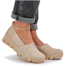 Jezzi Chaussures pour femmes avec un motif de coin or ouvert d'or 9