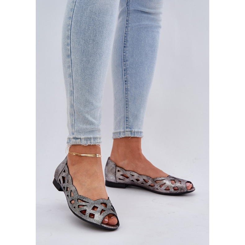 Jezzi Ballerines d'ouverture en argent avec doigts nus 2 Jezzi Ballerines d'ouverture en argent avec doigts nus 2