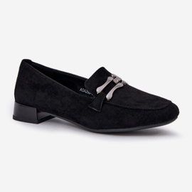 Mocassins avec un ornement sur un talon délicat eco en daim noir le noir 4