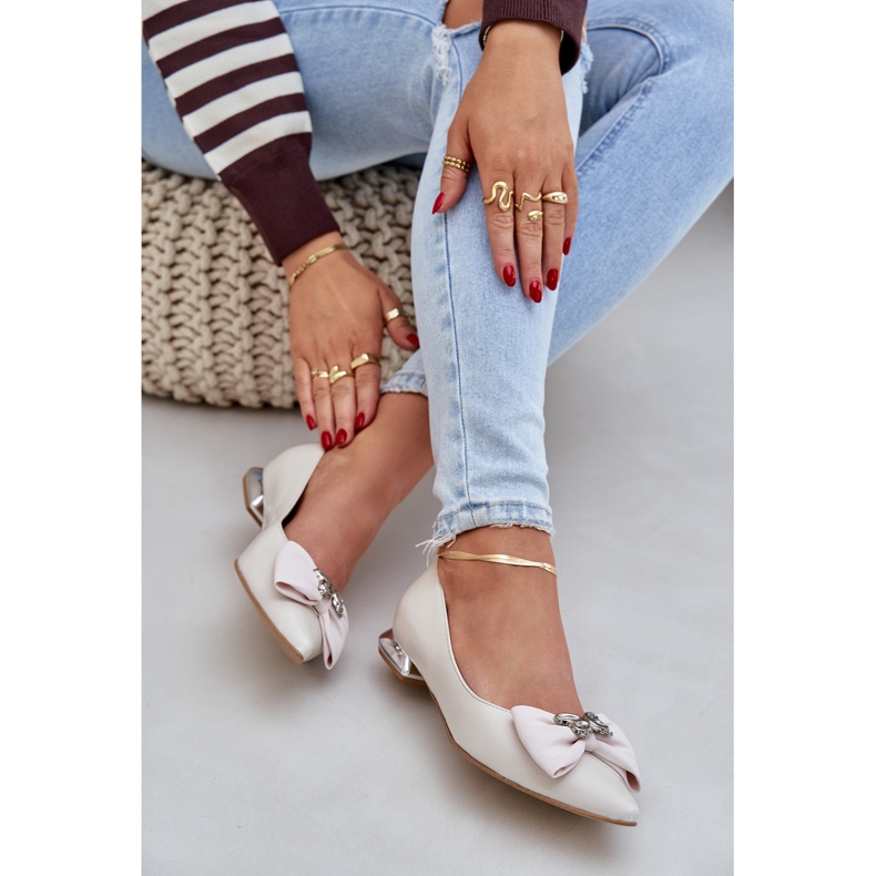 Laura Messi Pumps pour femmes en cuir élégant avec un arc beige laurea Messi 2893 2