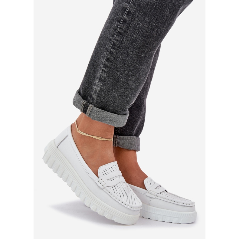 Modages en cuir ouverts pour femmes sur la plate-forme blanche 1