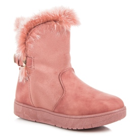 Bottes de neige en daim rose 2