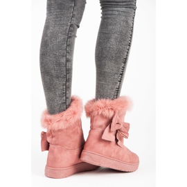 Bottes de neige avec nœud rose 1 Bottes de neige avec nœud rose 1