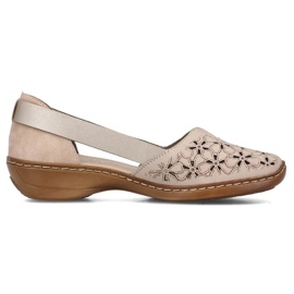 Chaussures en cuir confortables Rieker W RKR442C, beige 9