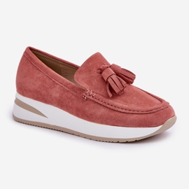 Mocassins sur un daim rose délicat 4