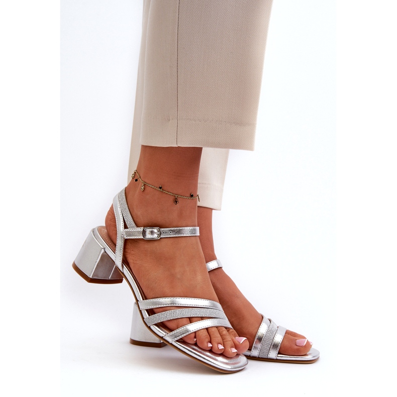 Sandales Eco-Pleather pour femmes Sergio Leone SK046 Silver Sole argent 1