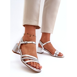 Sandales Eco-Pleather pour femmes Sergio Leone SK046 Silver Sole argent 2