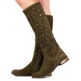 Olivier Boots femme vertes ajourées 1